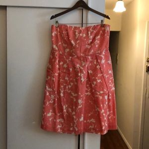 J.Crew coral print strapless dress